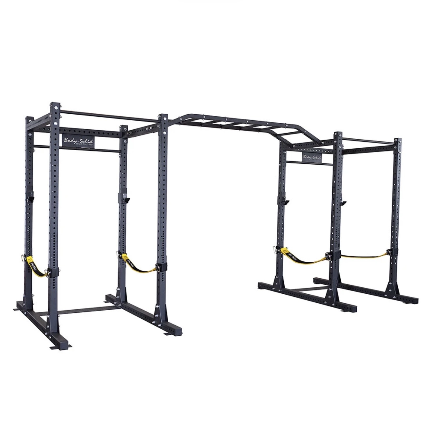 Double power rack rig with a connecting pull-up bridge