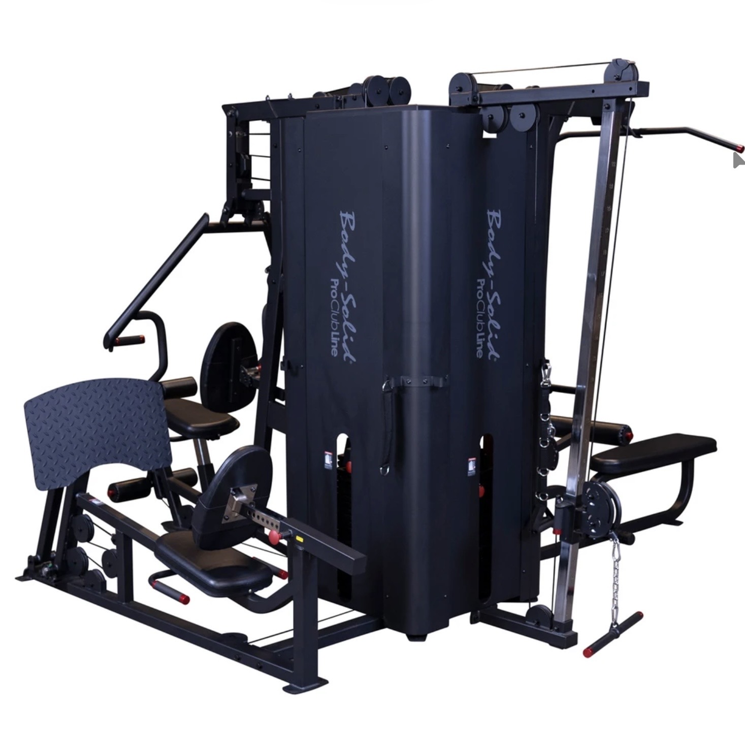 Body-Solid ProClubLine four-station multi gym with leg press, lat pulldown and press arm