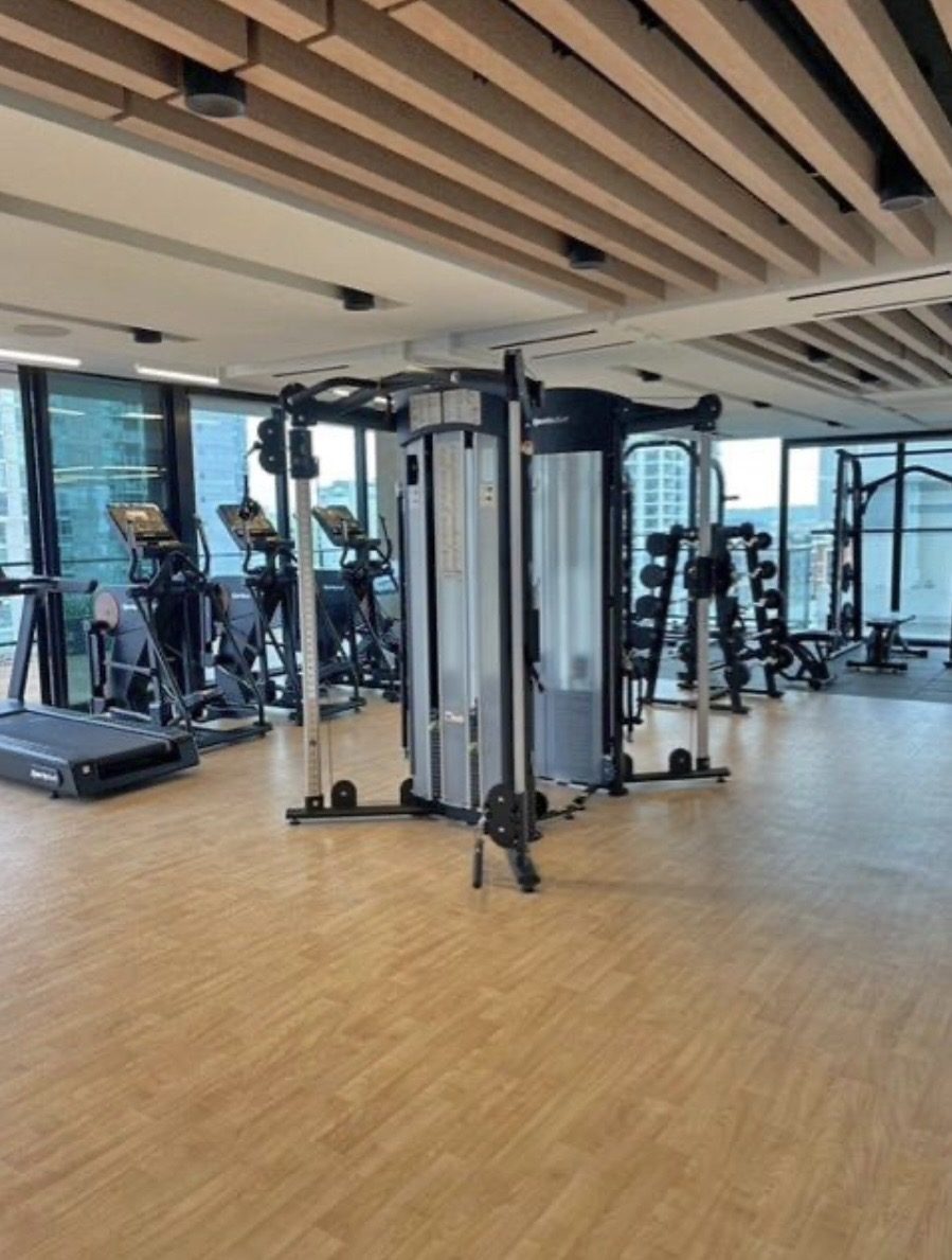 Functional trainer in a high-rise amenity fitness room